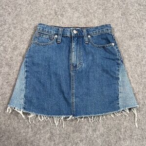 Madewell Delmita Wash‎ Blue Denim Rigid A-Line Mini Jean Skirt Women's Size 23